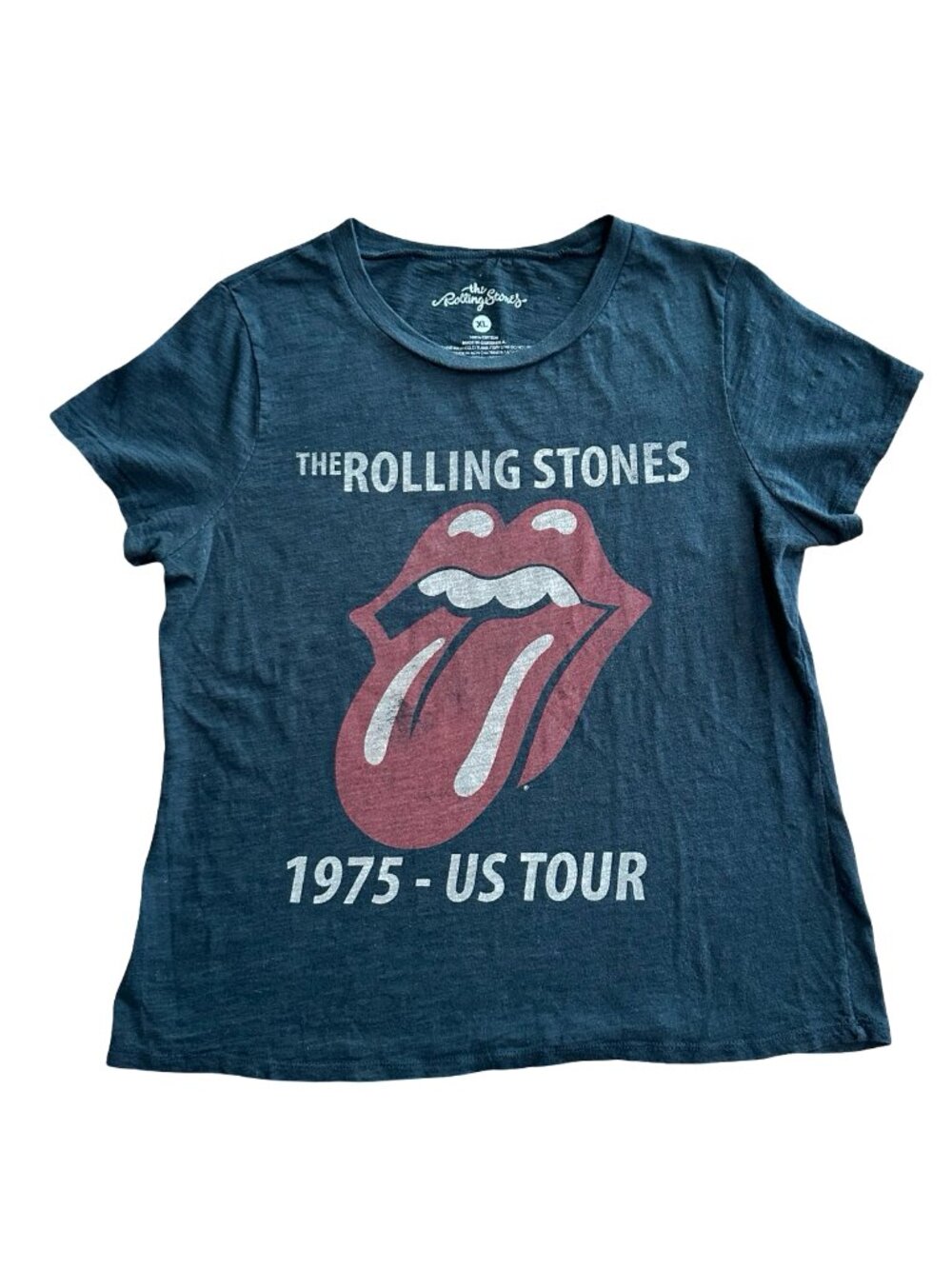The Rolling Stones 1975 US Tour Black T-Shirt Light Weight Women’s XL Distressed